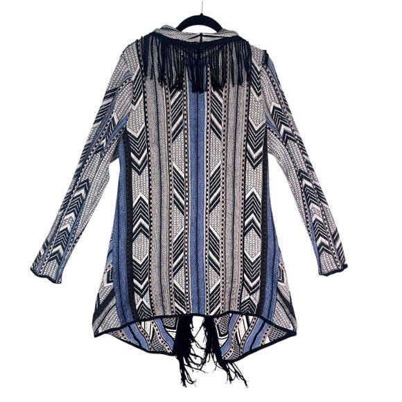Nic + Zoe Fringe Long Sleeve Open Front Cardigan Striped Multicolor Size M NWT - Picture 4 of 10